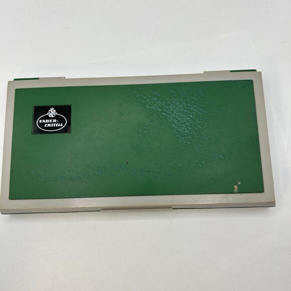 Vintage Faber Castell Pencil Case Green Rectangle Empty drawing utensil holder - Picture 11 of 13